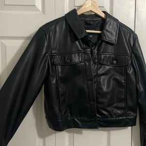 Cropped Faux Leather Jacket